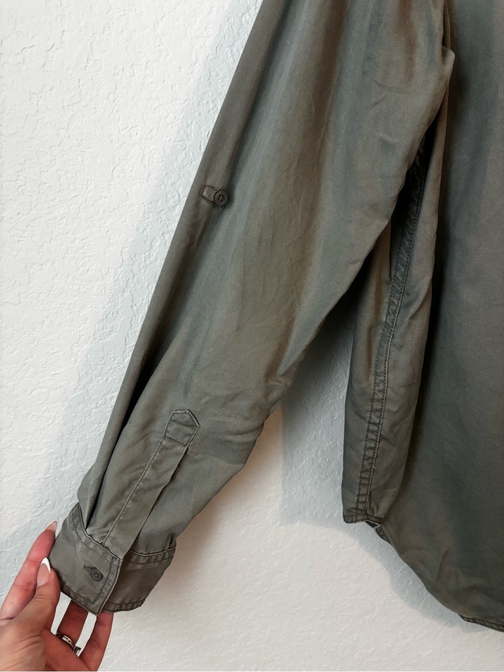 Quince Vintage Wash Tencel Utility Shirt Olive Green Button-Up Size Small - Picture 10 of 11